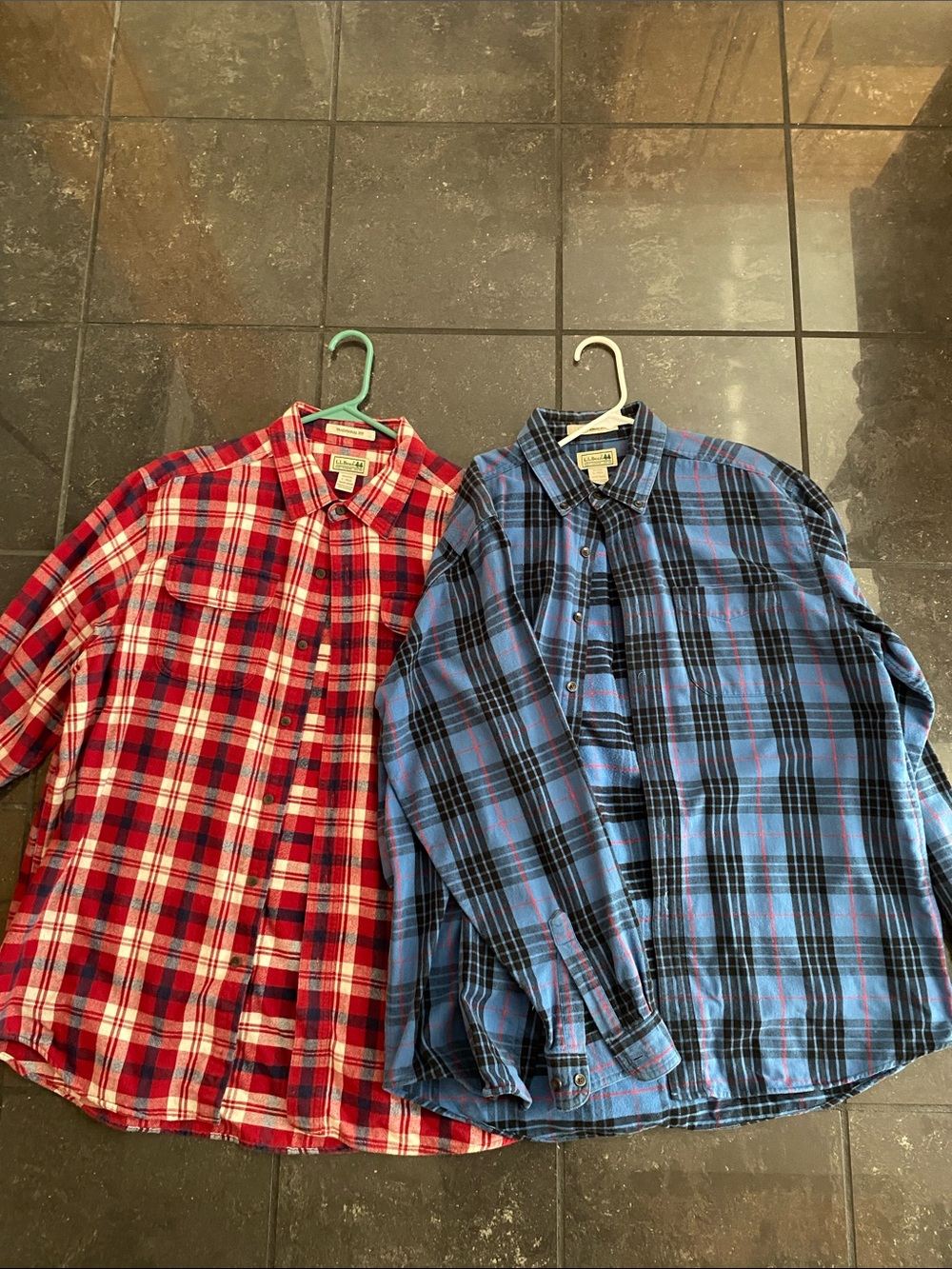 L.L. Bean Men's Plaid Button-Down Shirts - Red & Blue